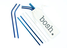 Load image into Gallery viewer, Blue Bosh. Reusable Metallic Drinking Straw - Pack of 8 - Bosh Bottles UK